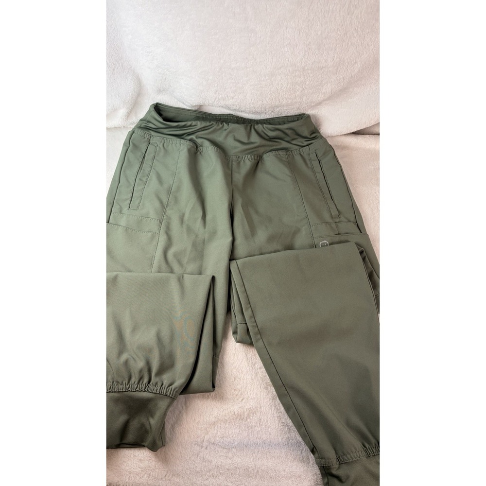 WonderWink W123 Women's Cargo Jogger Scrub Pants Olive Green Petite Small SP EUC